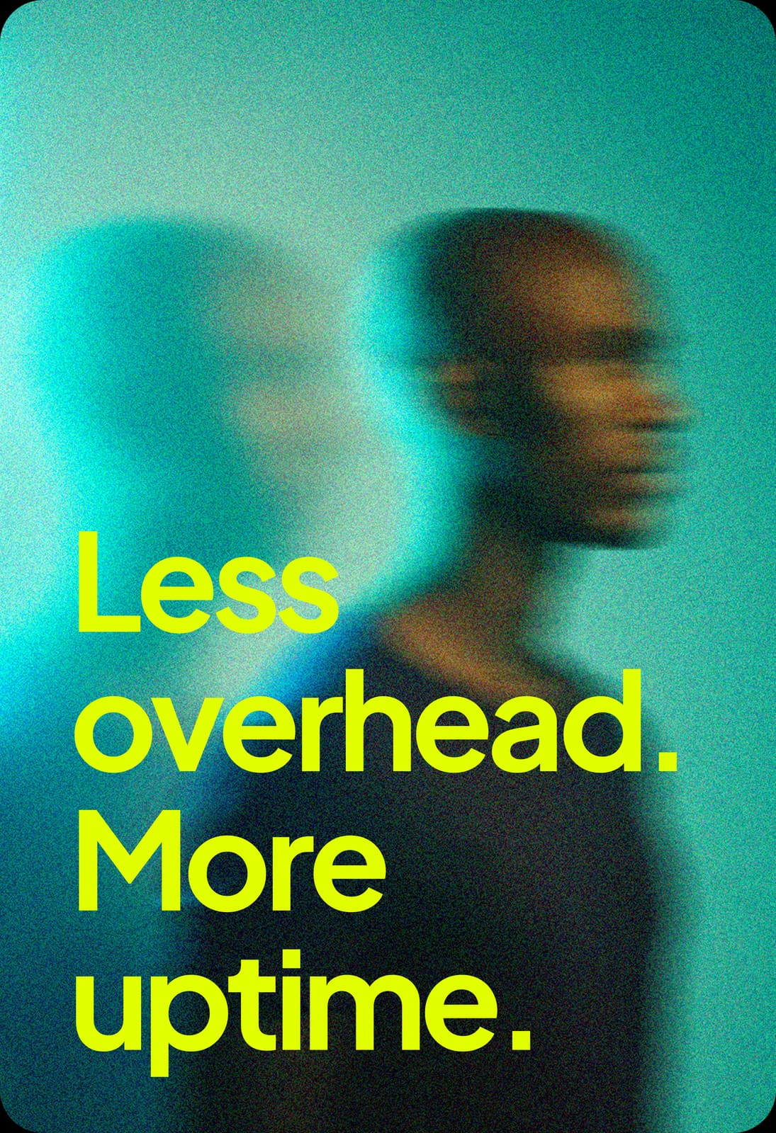Double-exposure portrait with Synth brand copy overlay