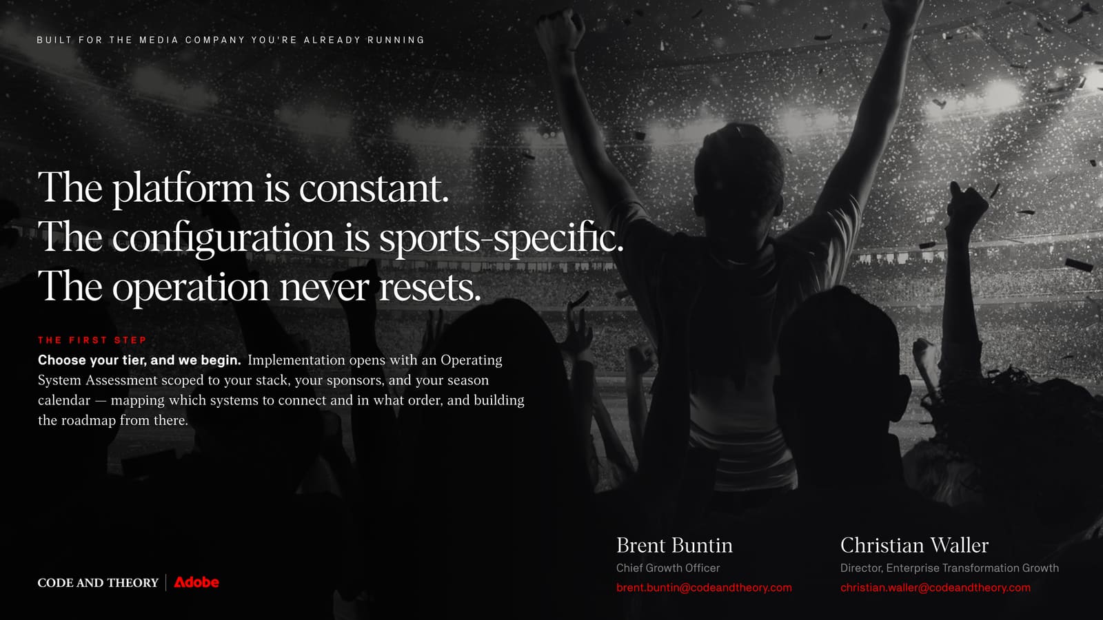 The Content Operating System for Sports deck — slide 12 of 12