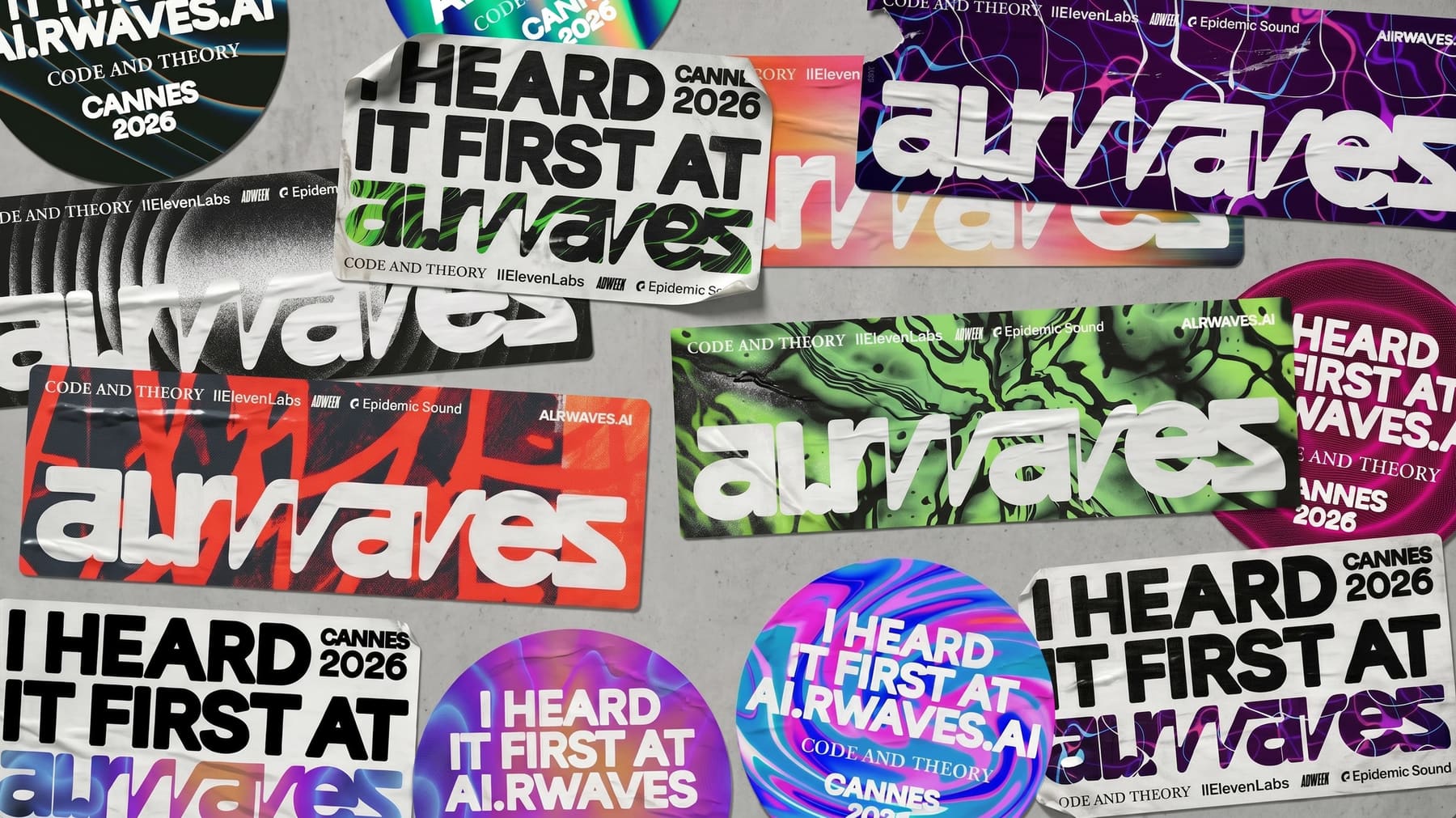 Collage of ai.rwaves sticker designs