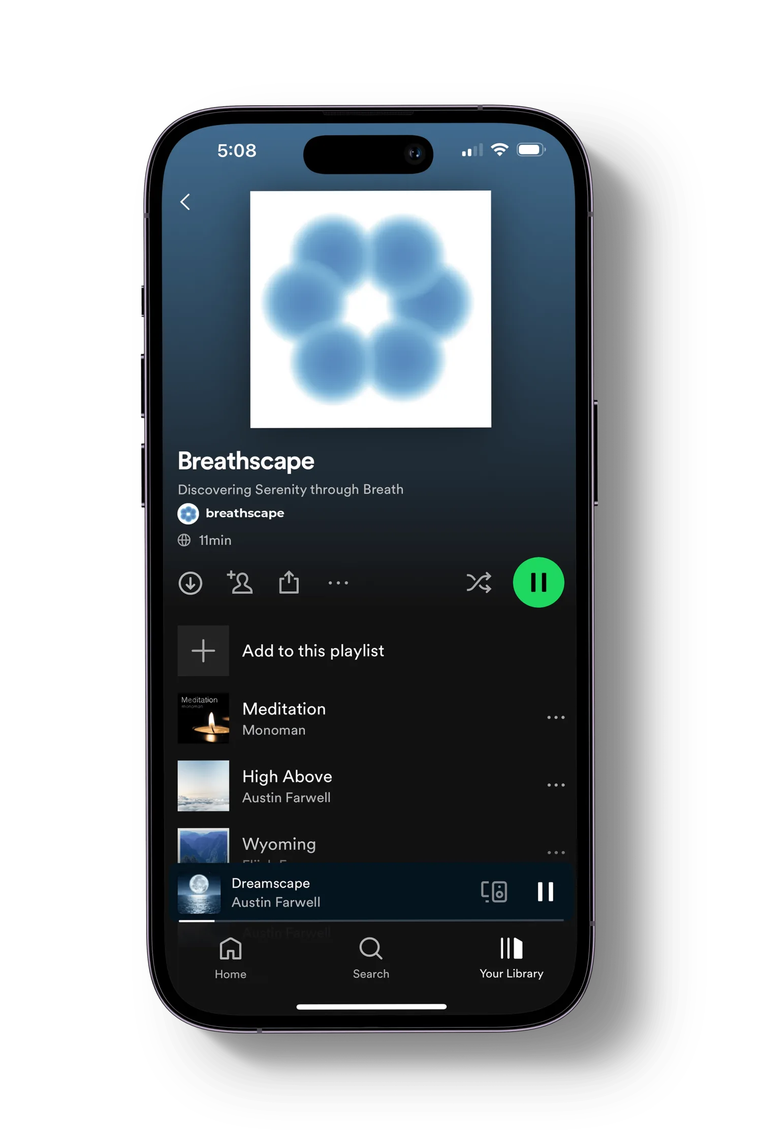Breathscape Spotify playlist mockup