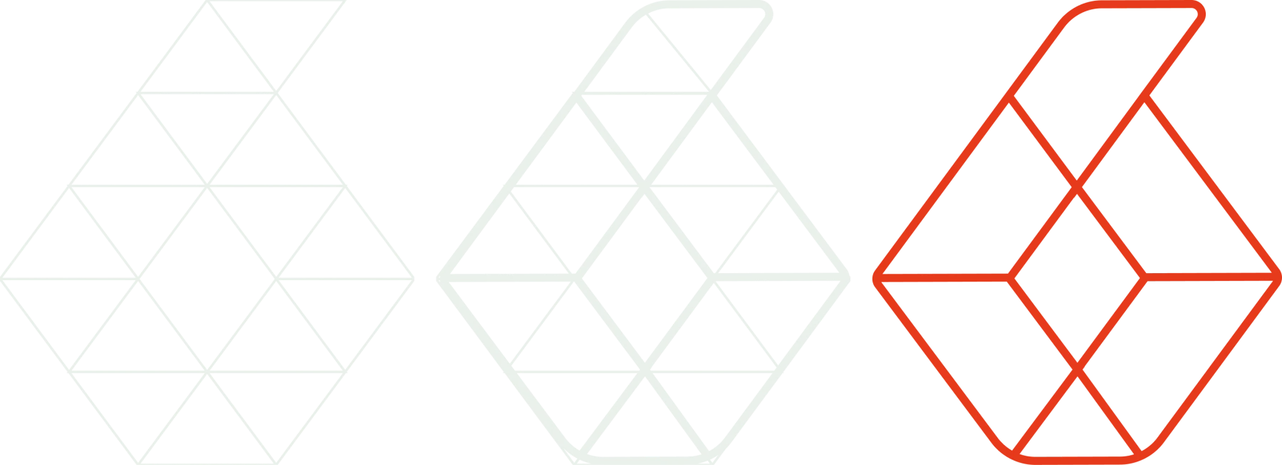 Sixth Street mark construction — triangle grid building into the faceted diamond mark