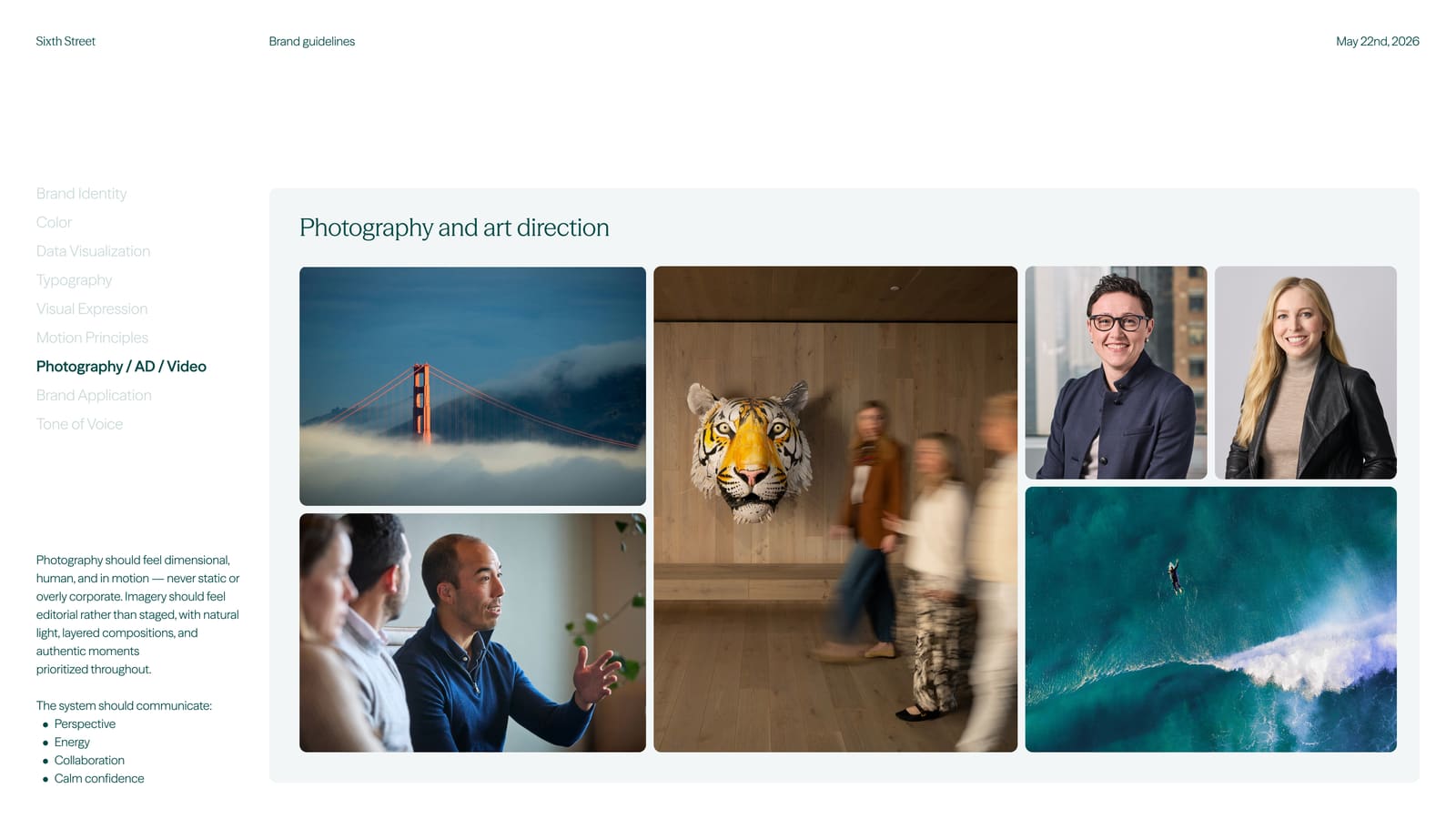 Sixth Street brand guidelines — photography and art direction